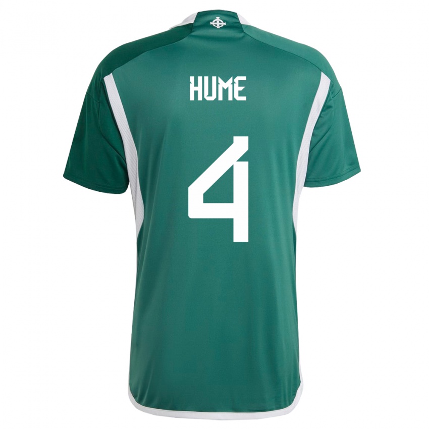 Herren Nordirland Trai Hume #4 Grün Heimtrikot Trikot 24-26 T-Shirt Österreich