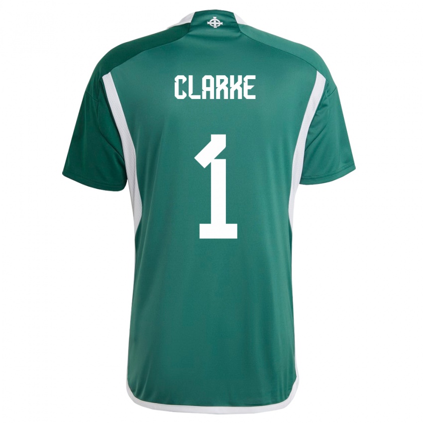 Herren Nordirland Josh Clarke #1 Grün Heimtrikot Trikot 24-26 T-Shirt Österreich