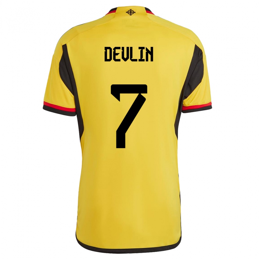 Herren Nordirland Terry Devlin #7 Weiß Auswärtstrikot Trikot 24-26 T-Shirt Österreich