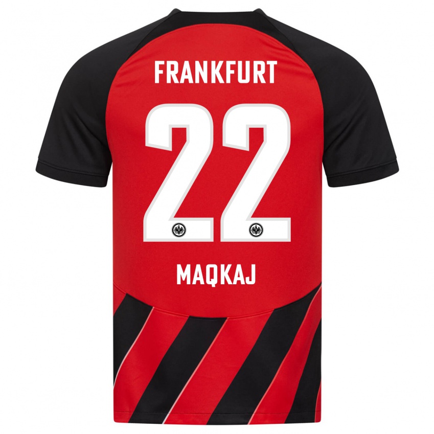 Kinder Dritan Maqkaj #22 Rot Schwarz Heimtrikot Trikot 2023/24 T-Shirt Österreich