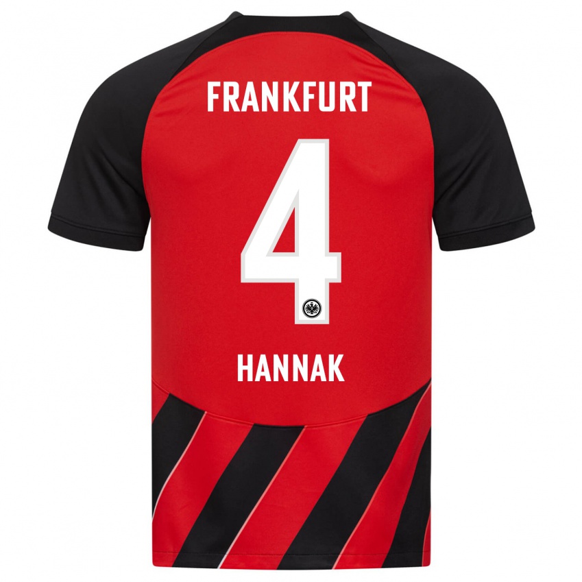 Kinder Tim Hannak #4 Rot Schwarz Heimtrikot Trikot 2023/24 T-Shirt Österreich