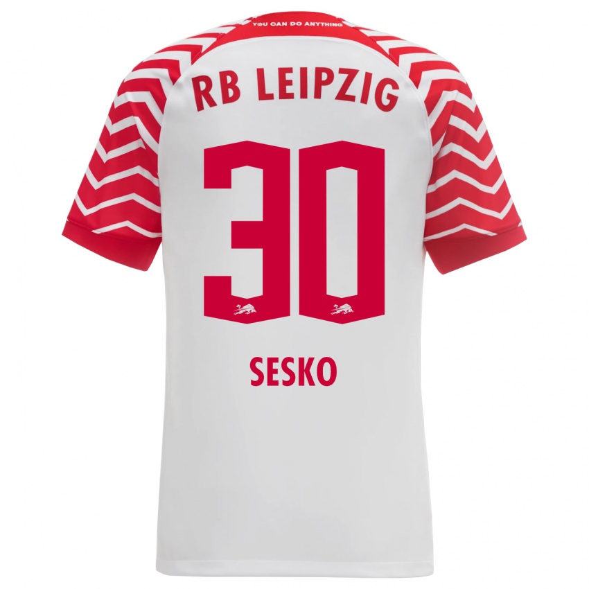 Kinder Benjamin Sesko #30 Weiß Heimtrikot Trikot 2023/24 T-Shirt Österreich