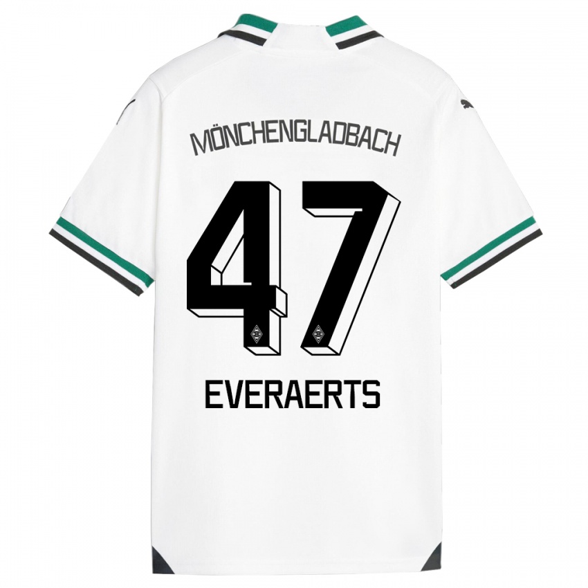 Kinder Kim Everaerts #47 Weiß Grün Heimtrikot Trikot 2023/24 T-Shirt Österreich