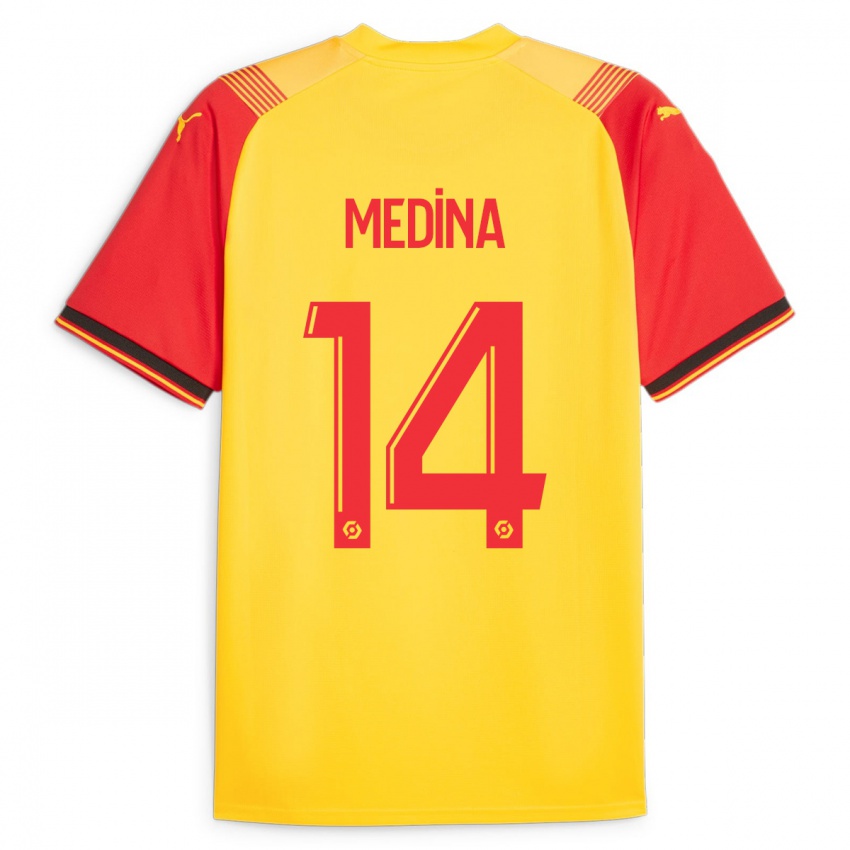Kinder Facundo Medina #14 Gelb Heimtrikot Trikot 2023/24 T-Shirt Österreich