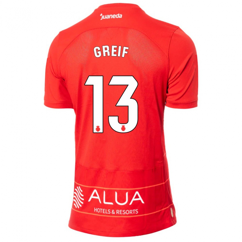 Kinder Dominik Greif #13 Rot Heimtrikot Trikot 2023/24 T-Shirt Österreich