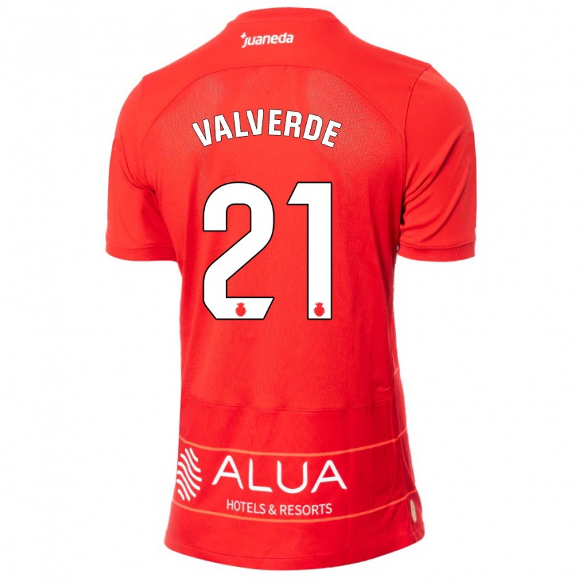 Kinder David Valverde #21 Rot Heimtrikot Trikot 2023/24 T-Shirt Österreich