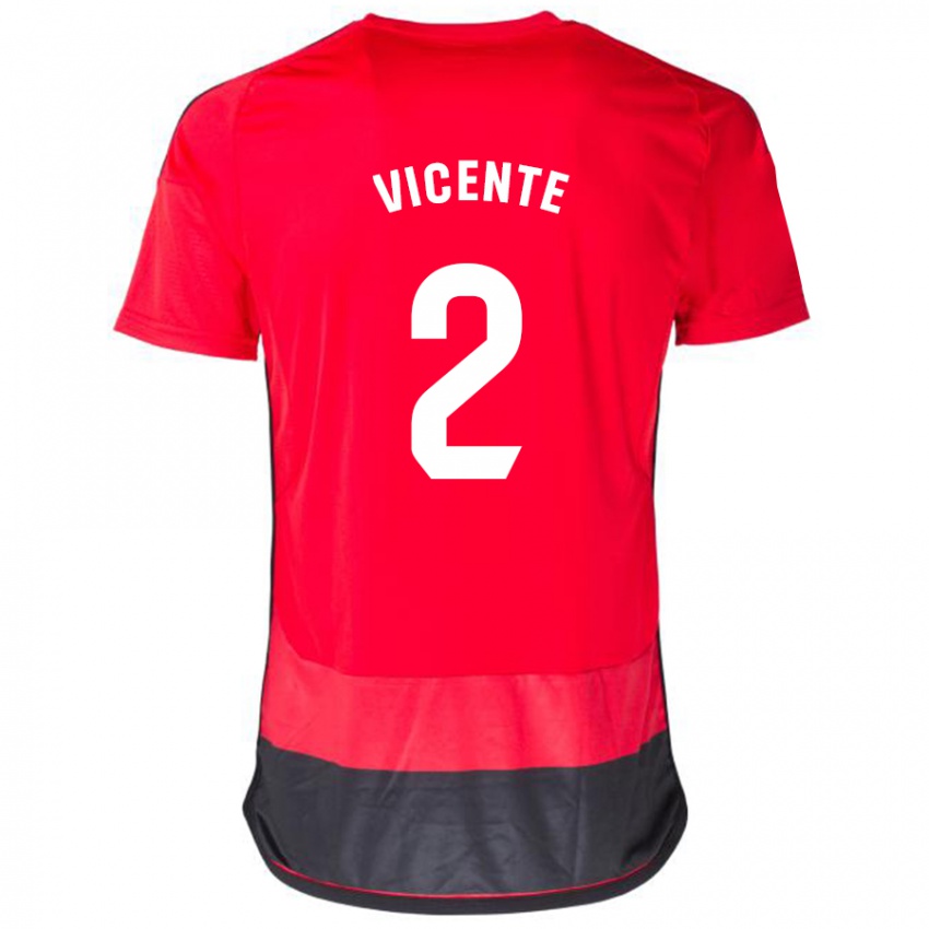 Kinder David Vicente #2 Rot Schwarz Heimtrikot Trikot 2023/24 T-Shirt Österreich