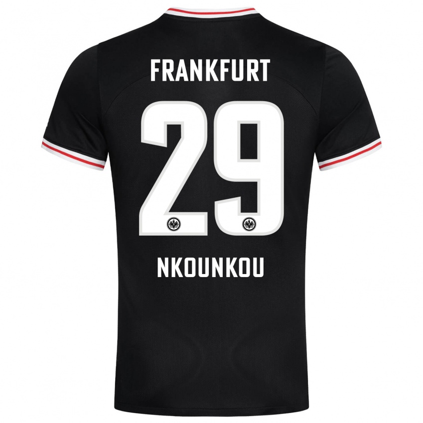 Kinder Niels Nkounkou #29 Schwarz Auswärtstrikot Trikot 2023/24 T-Shirt Österreich