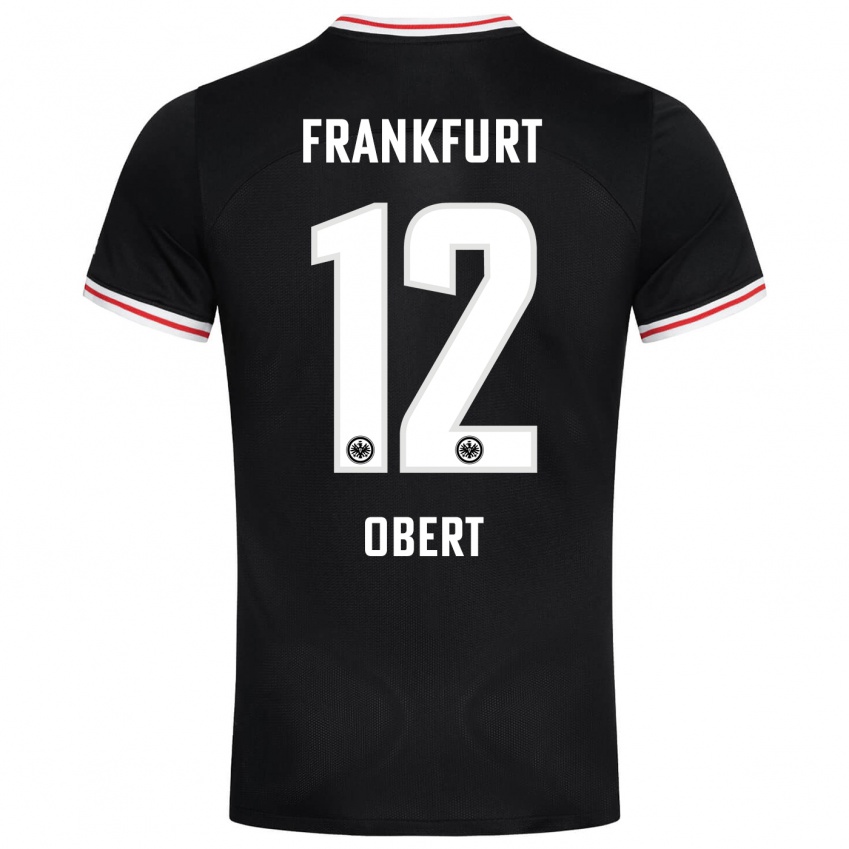 Kinder Yuriy Obert #12 Schwarz Auswärtstrikot Trikot 2023/24 T-Shirt Österreich