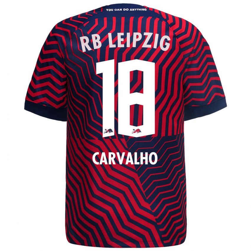 Kinder Fabio Carvalho #18 Blau Rot Auswärtstrikot Trikot 2023/24 T-Shirt Österreich