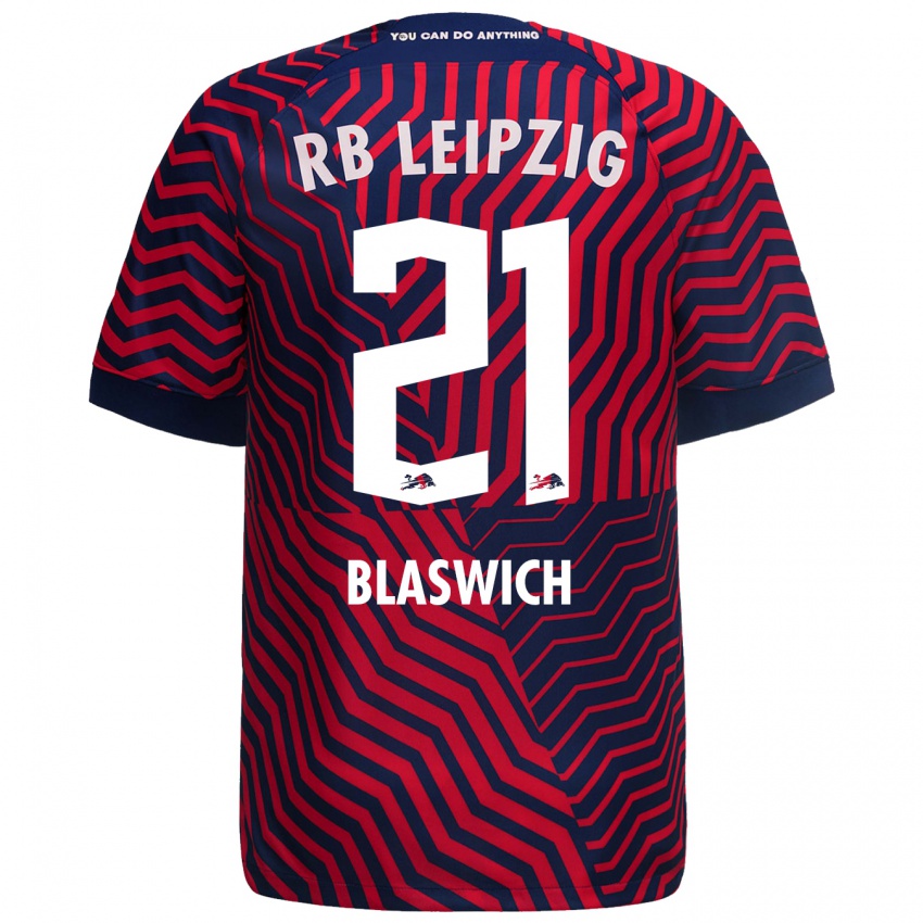 Kinder Janis Blaswich #21 Blau Rot Auswärtstrikot Trikot 2023/24 T-Shirt Österreich