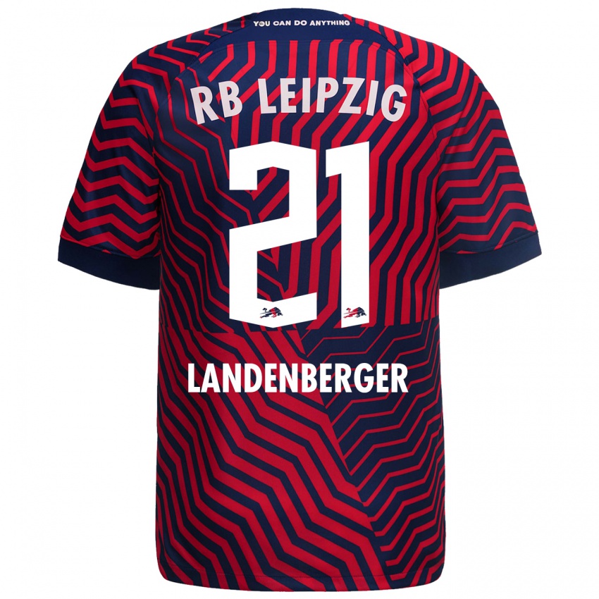 Kinder Julia Landenberger #21 Blau Rot Auswärtstrikot Trikot 2023/24 T-Shirt Österreich