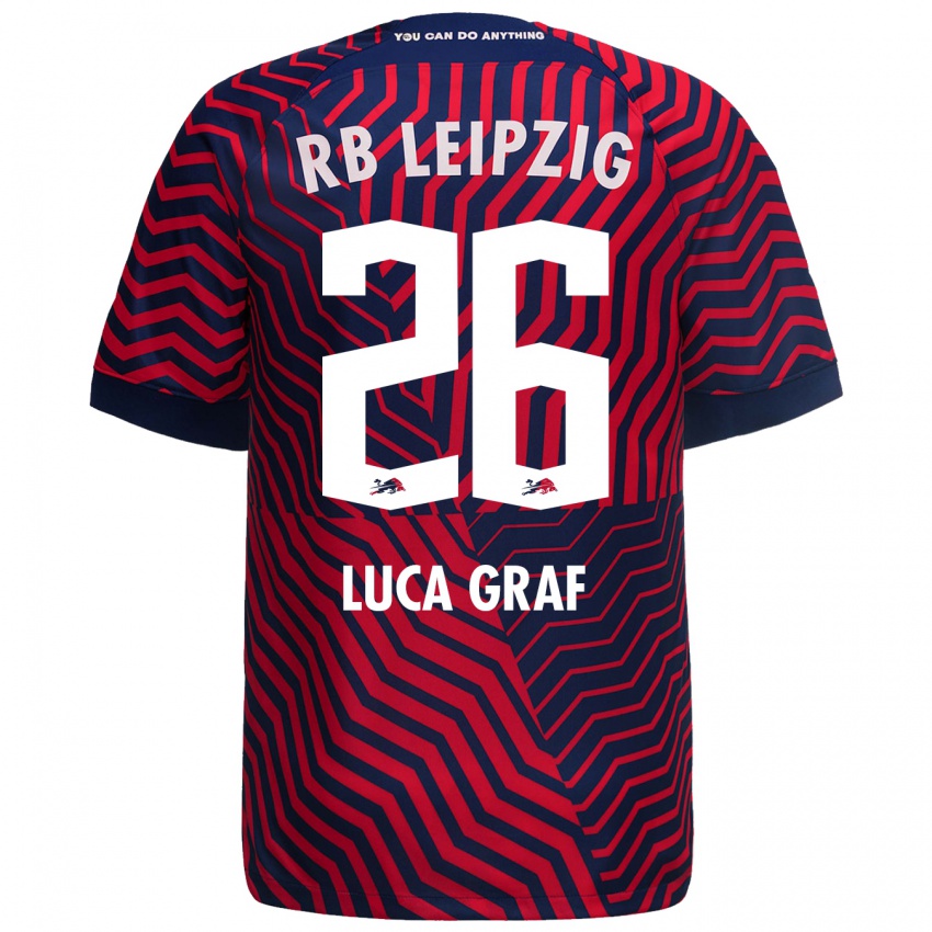 Kinder Luca Marie Graf #26 Blau Rot Auswärtstrikot Trikot 2023/24 T-Shirt Österreich