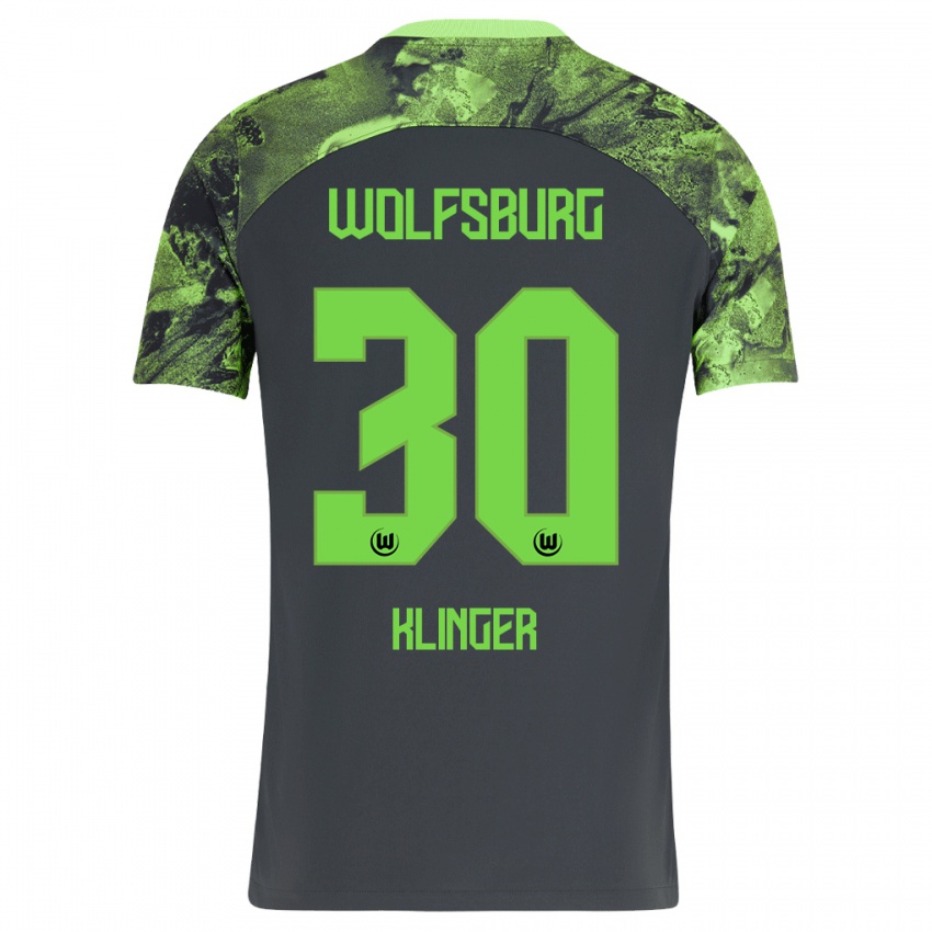 Kinder Niklas Klinger #30 Dunkelgrau Auswärtstrikot Trikot 2023/24 T-Shirt Österreich