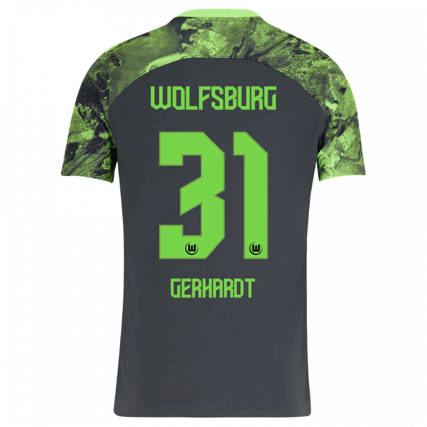 Kinder Yannick Gerhardt #31 Dunkelgrau Auswärtstrikot Trikot 2023/24 T-Shirt Österreich