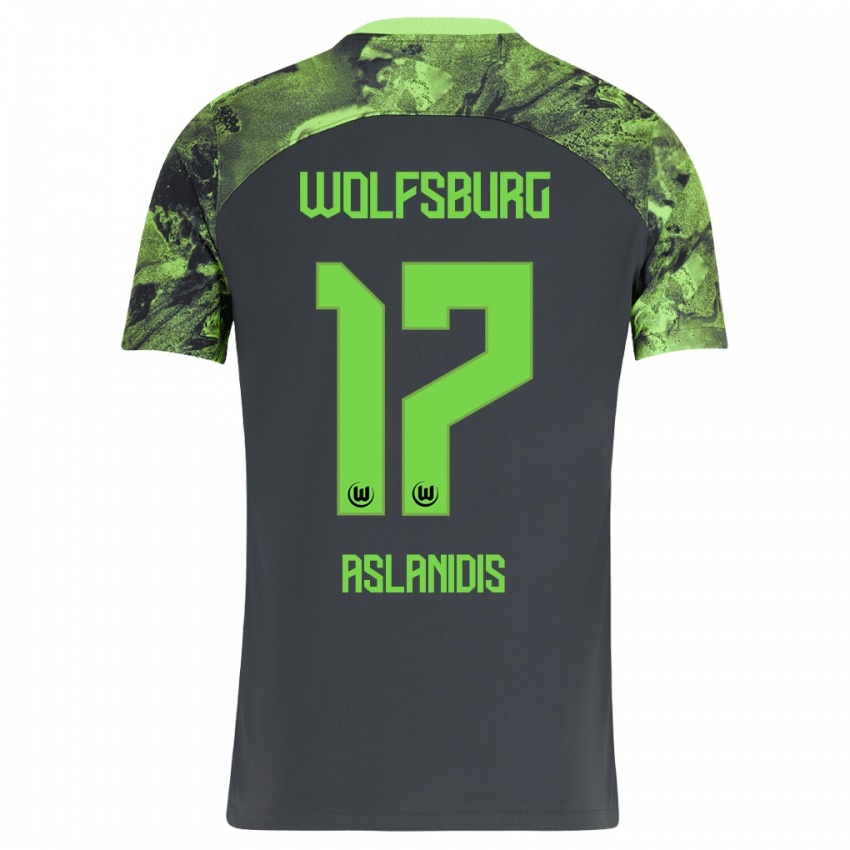 Kinder Elijas Aslanidis #17 Dunkelgrau Auswärtstrikot Trikot 2023/24 T-Shirt Österreich