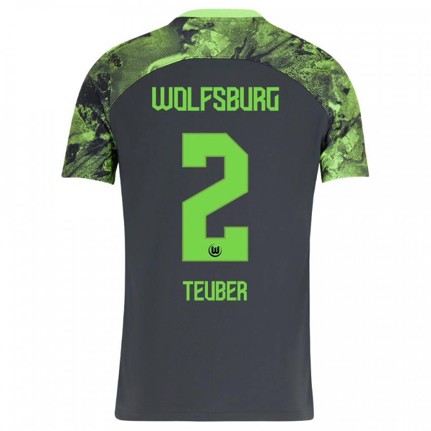 Kinder Julius Teuber #2 Dunkelgrau Auswärtstrikot Trikot 2023/24 T-Shirt Österreich