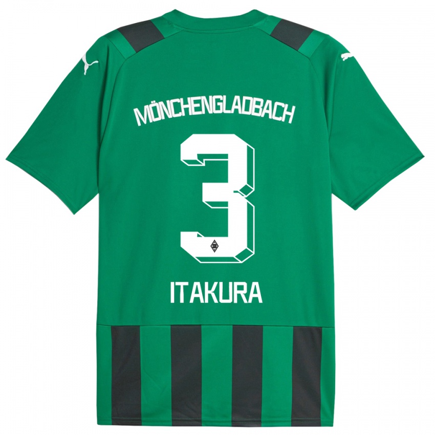 Kinder Ko Itakura #3 Schwarz Grün Auswärtstrikot Trikot 2023/24 T-Shirt Österreich