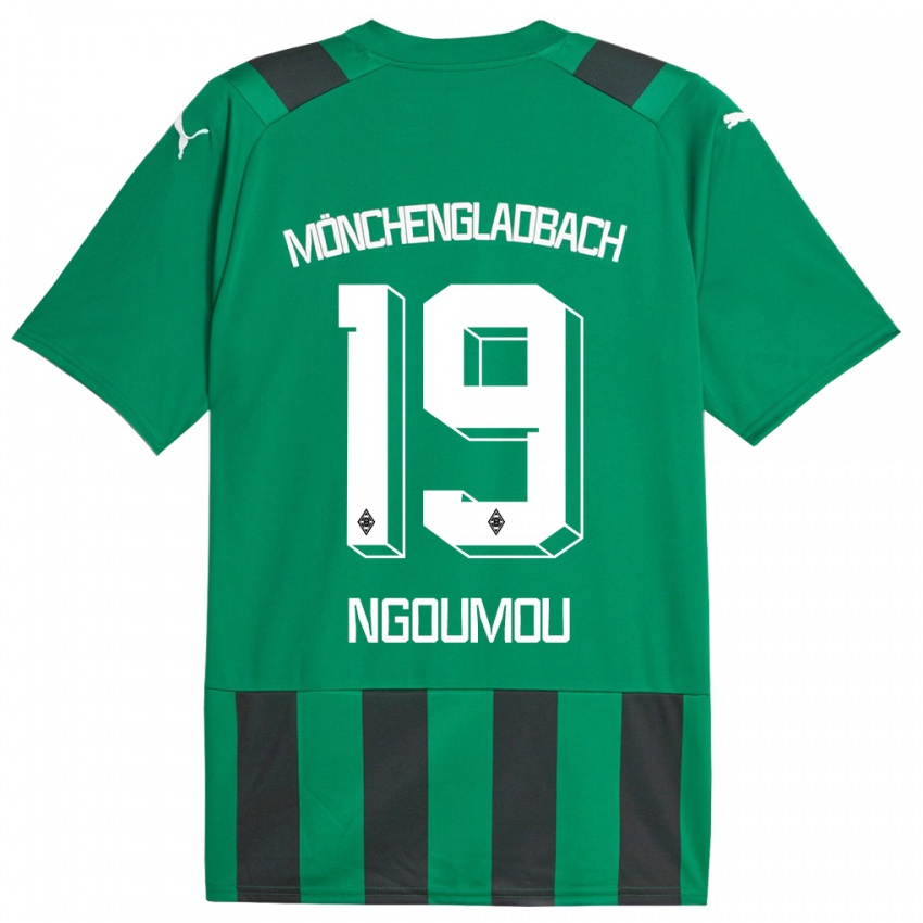 Kinder Nathan Ngoumou #19 Schwarz Grün Auswärtstrikot Trikot 2023/24 T-Shirt Österreich