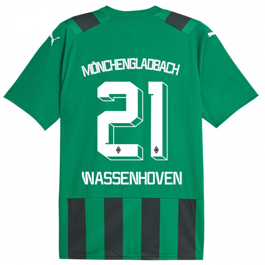 Kinder Michelle Wassenhoven #21 Schwarz Grün Auswärtstrikot Trikot 2023/24 T-Shirt Österreich