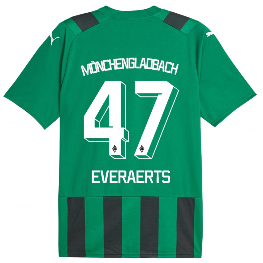 Kinder Kim Everaerts #47 Schwarz Grün Auswärtstrikot Trikot 2023/24 T-Shirt Österreich