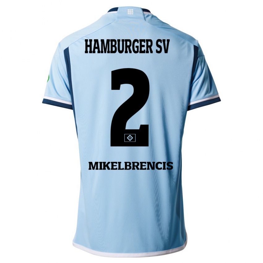 Kinder William Mikelbrencis #2 Blau Auswärtstrikot Trikot 2023/24 T-Shirt Österreich