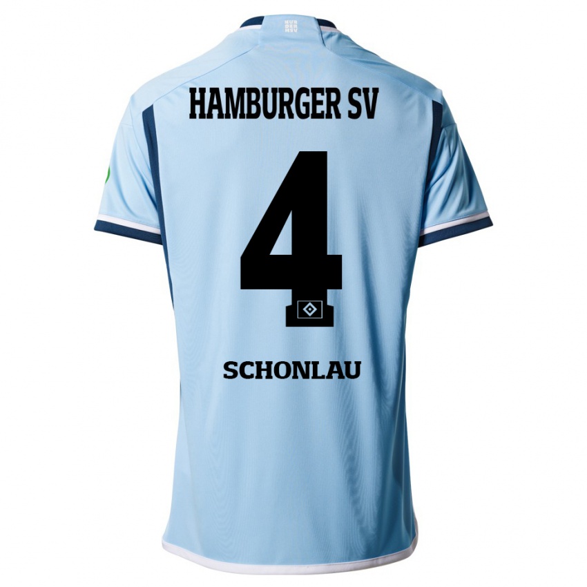 Kinder Sebastian Schonlau #4 Blau Auswärtstrikot Trikot 2023/24 T-Shirt Österreich