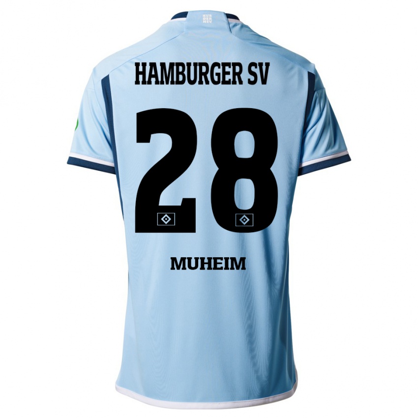 Kinder Miro Muheim #28 Blau Auswärtstrikot Trikot 2023/24 T-Shirt Österreich