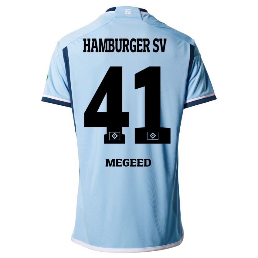 Kinder Omar Megeed #41 Blau Auswärtstrikot Trikot 2023/24 T-Shirt Österreich