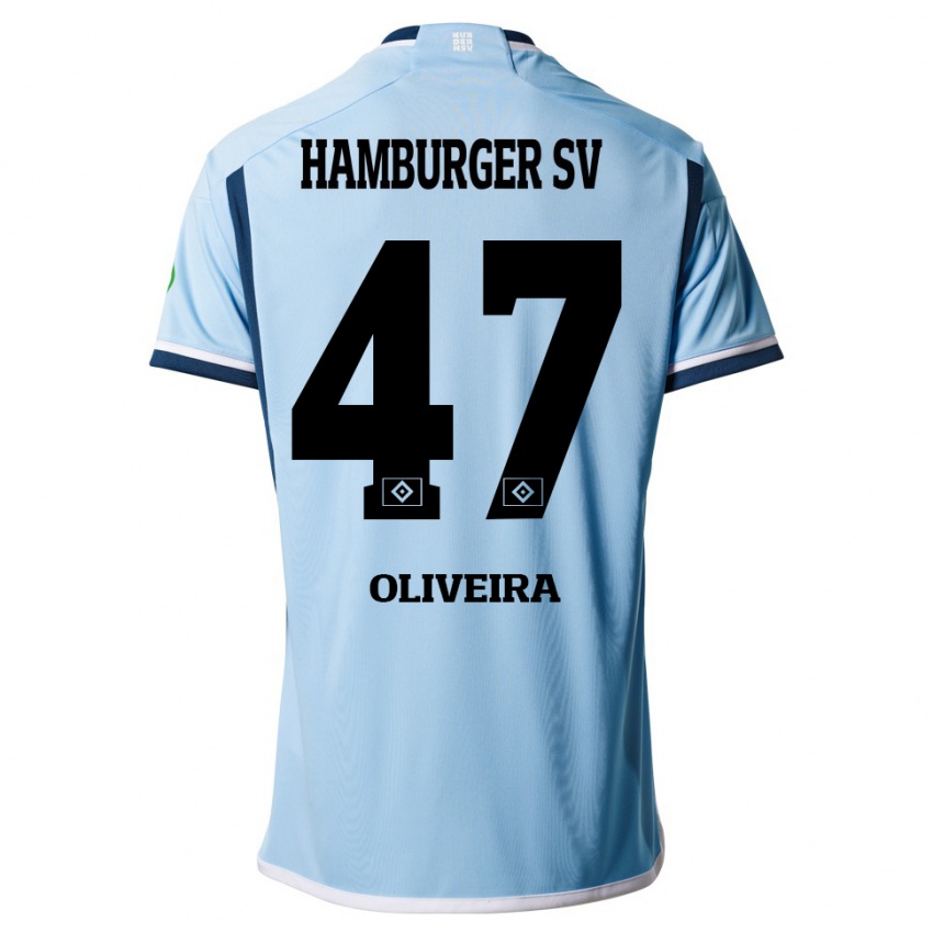 Kinder Nicolas Oliveira #47 Blau Auswärtstrikot Trikot 2023/24 T-Shirt Österreich