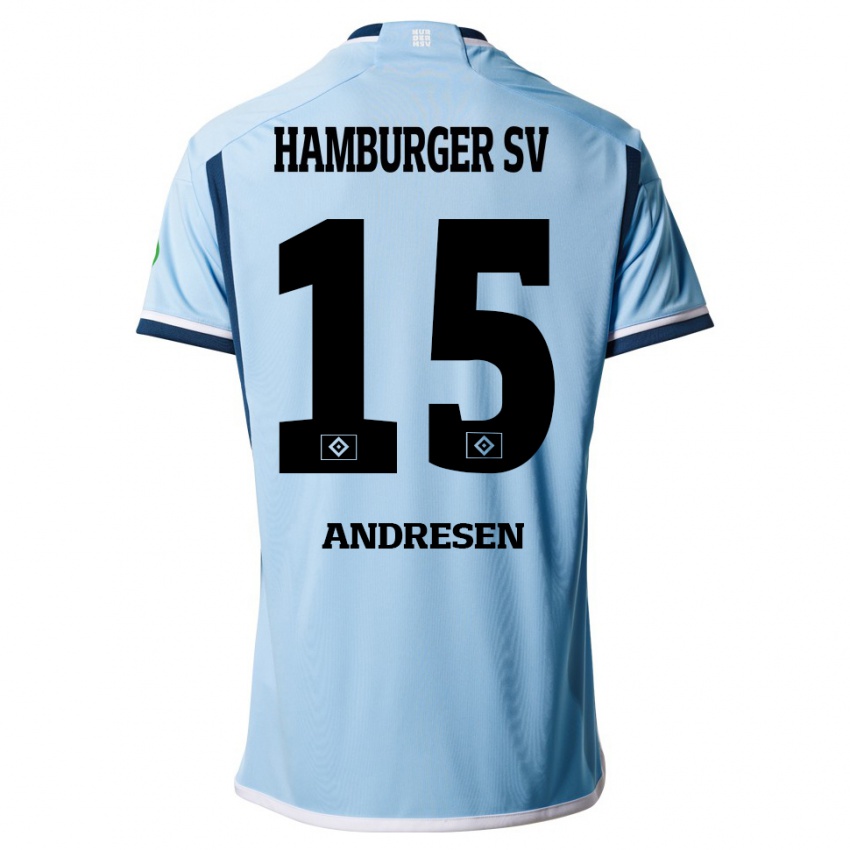 Kinder Bent Andresen #15 Blau Auswärtstrikot Trikot 2023/24 T-Shirt Österreich