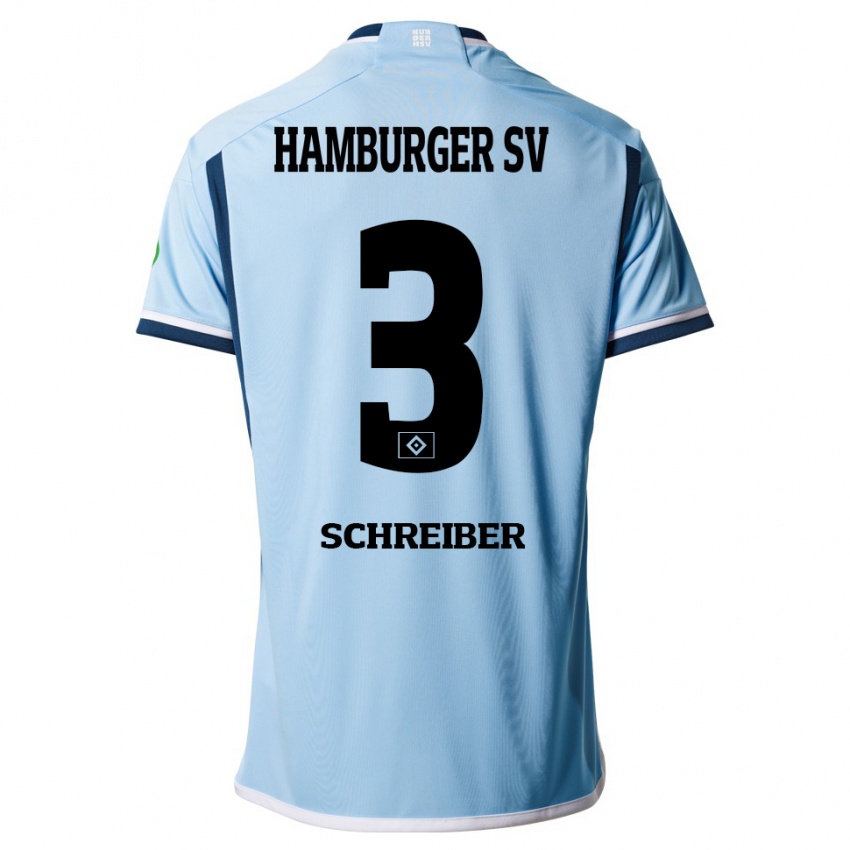 Kinder David Schreiber #3 Blau Auswärtstrikot Trikot 2023/24 T-Shirt Österreich