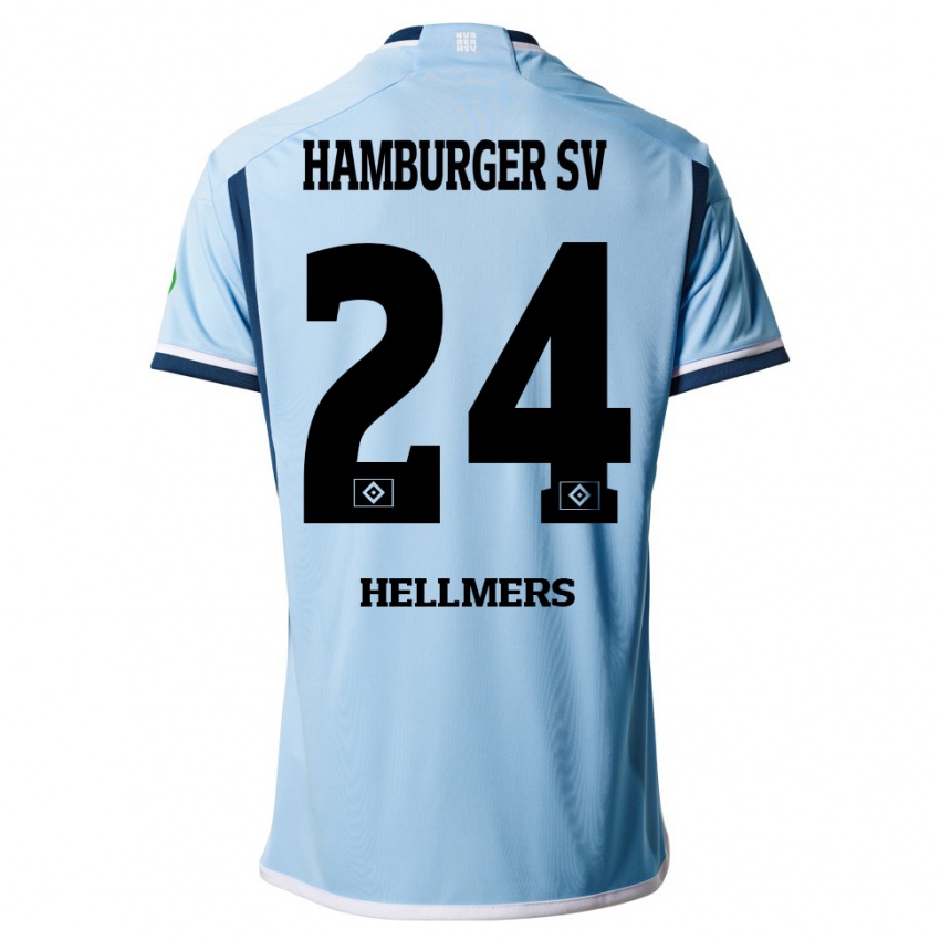 Kinder Maximilian Hellmers #24 Blau Auswärtstrikot Trikot 2023/24 T-Shirt Österreich