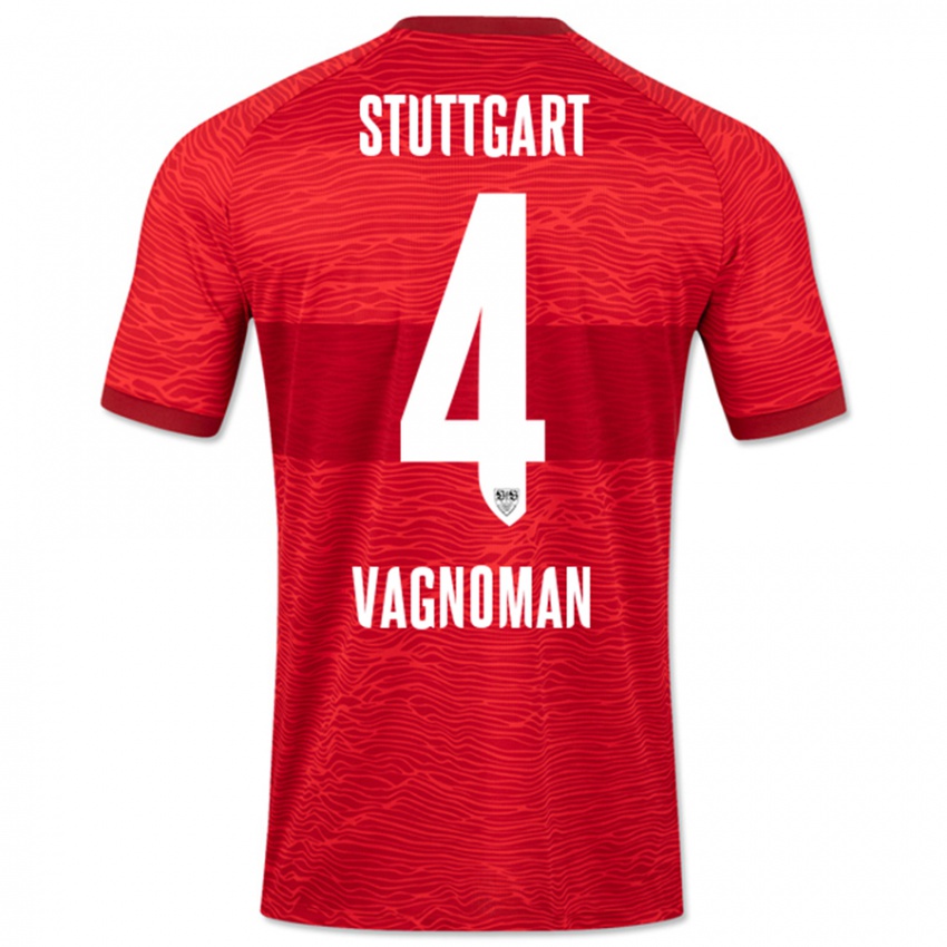 Kinder Josha Vagnoman #4 Rot Auswärtstrikot Trikot 2023/24 T-Shirt Österreich