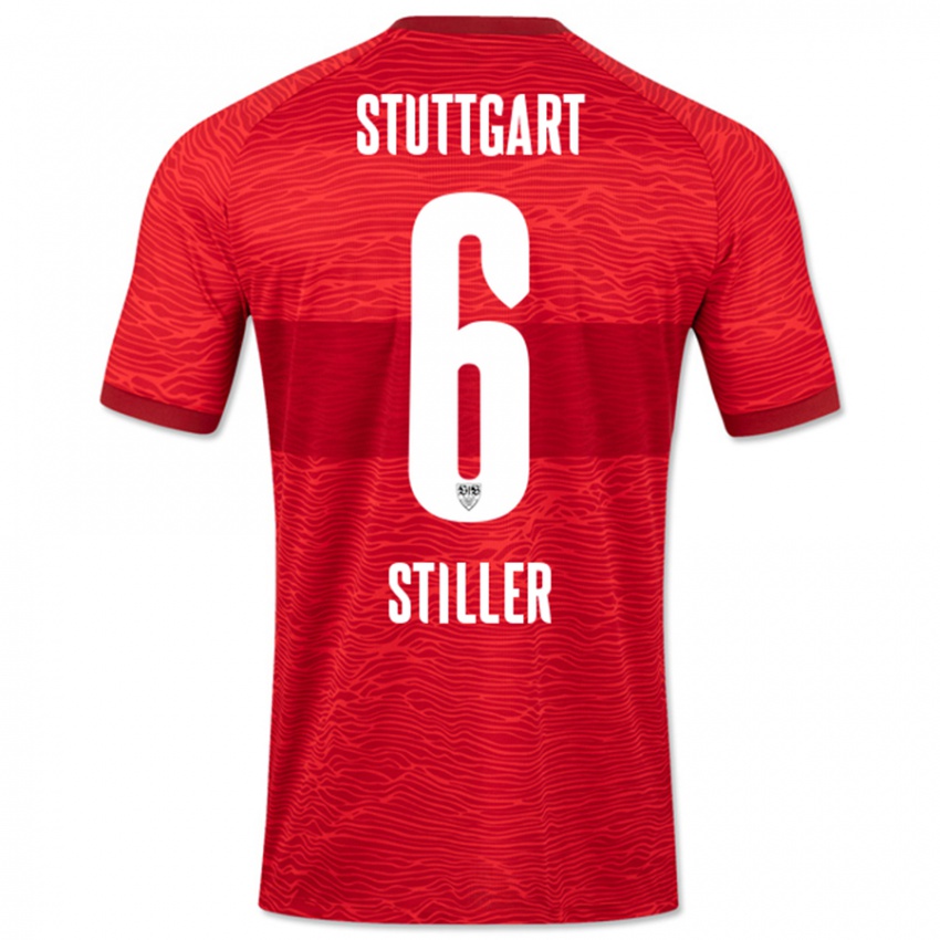 Kinder Angelo Stiller #6 Rot Auswärtstrikot Trikot 2023/24 T-Shirt Österreich