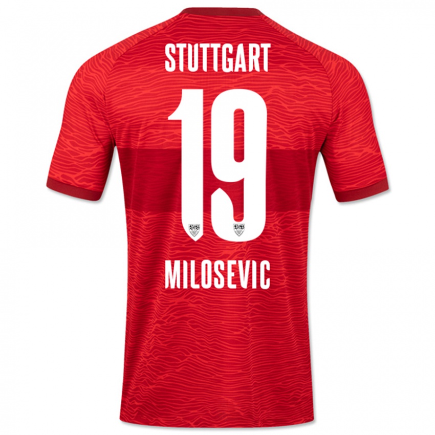 Kinder Jovan Milosevic #19 Rot Auswärtstrikot Trikot 2023/24 T-Shirt Österreich