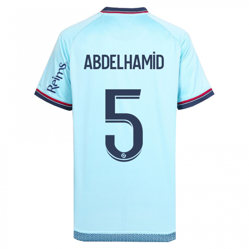 Kinder Yunis Abdelhamid #5 Himmelblau Auswärtstrikot Trikot 2023/24 T-Shirt Österreich