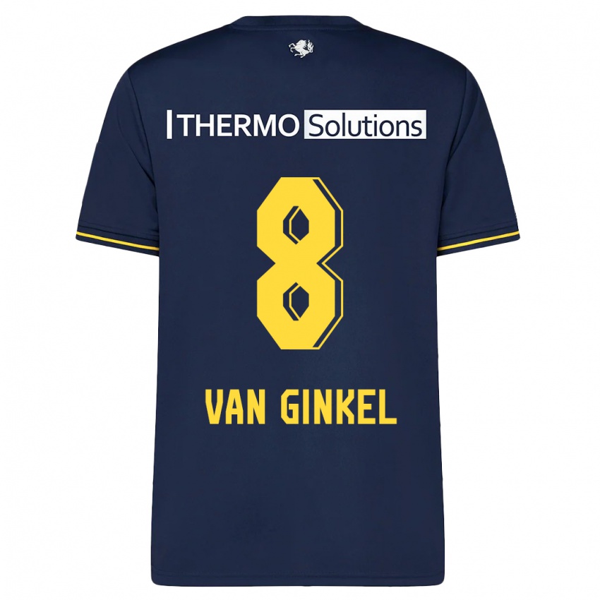 Kinder Danique Van Ginkel #8 Marine Auswärtstrikot Trikot 2023/24 T-Shirt Österreich