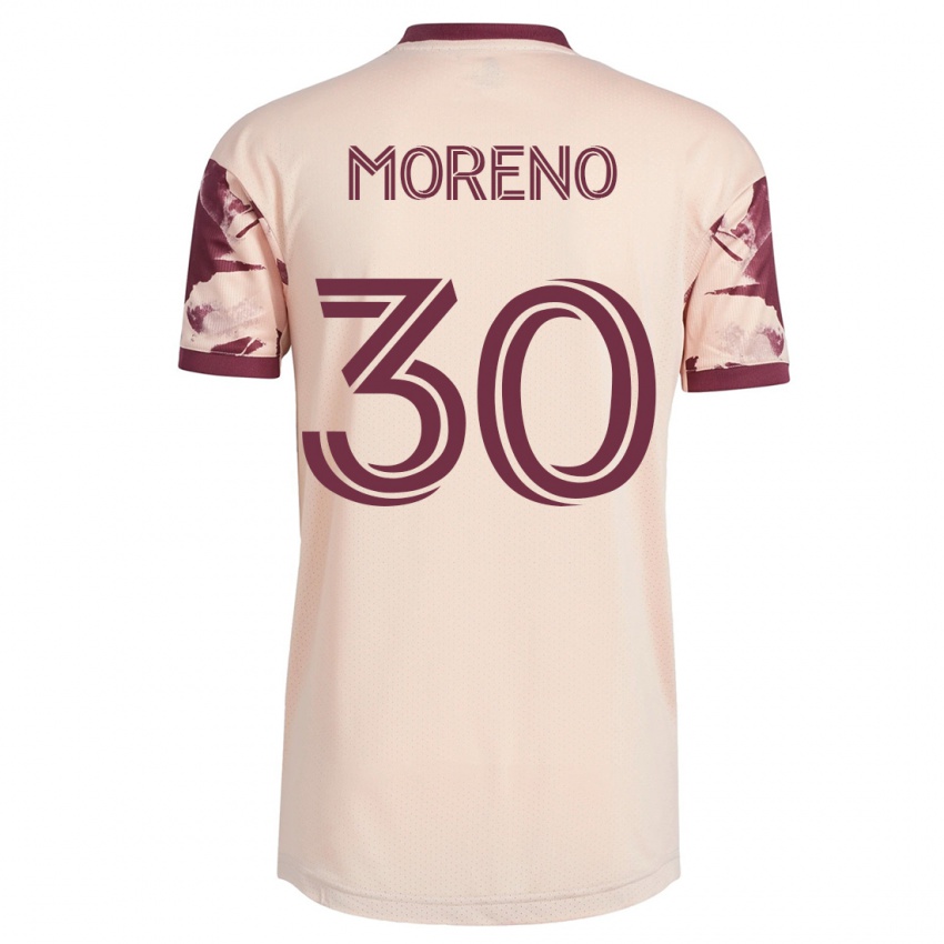 Kinder Santiago Moreno #30 Cremefarben Auswärtstrikot Trikot 2023/24 T-Shirt Österreich