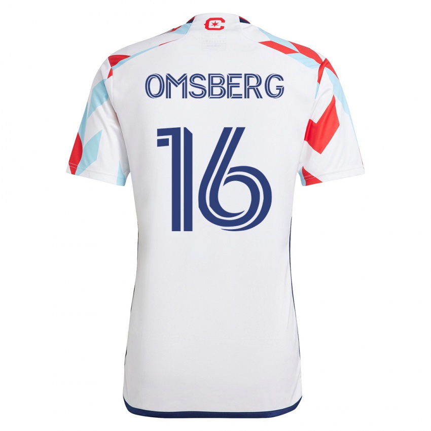 Kinder Wyatt Omsberg #16 Weiß Blau Auswärtstrikot Trikot 2023/24 T-Shirt Österreich