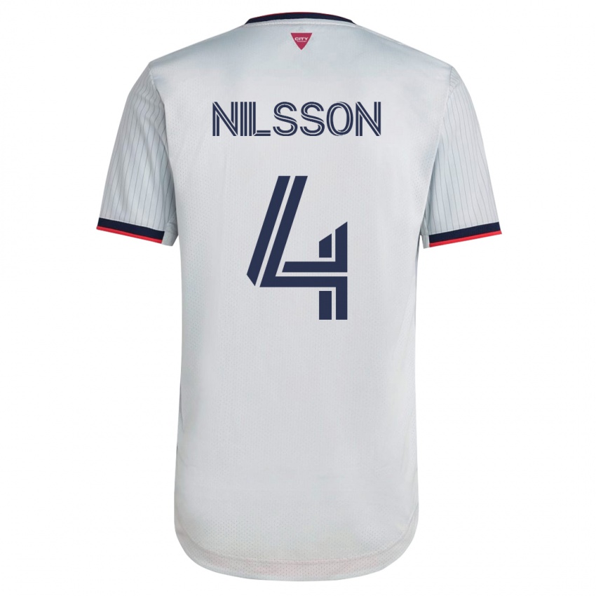 Kinder Joakim Nilsson #4 Weiß Auswärtstrikot Trikot 2023/24 T-Shirt Österreich