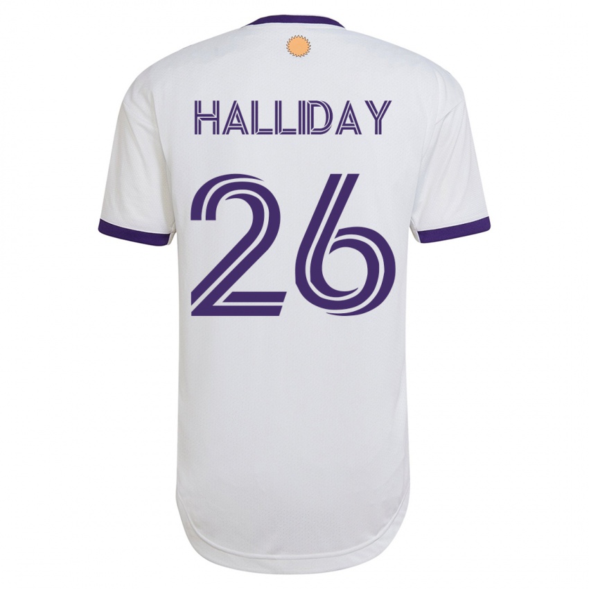 Kinder Michael Halliday #26 Weiß Auswärtstrikot Trikot 2023/24 T-Shirt Österreich