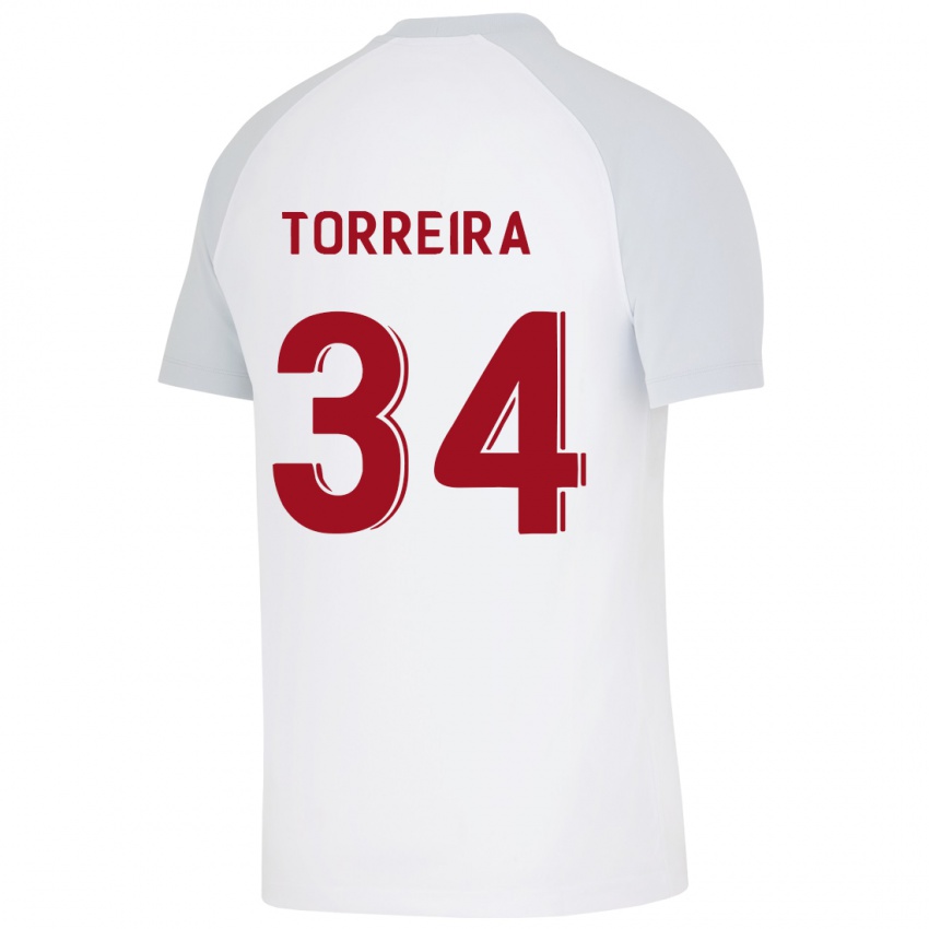 Kinder Lucas Torreira #34 Weiß Auswärtstrikot Trikot 2023/24 T-Shirt Österreich