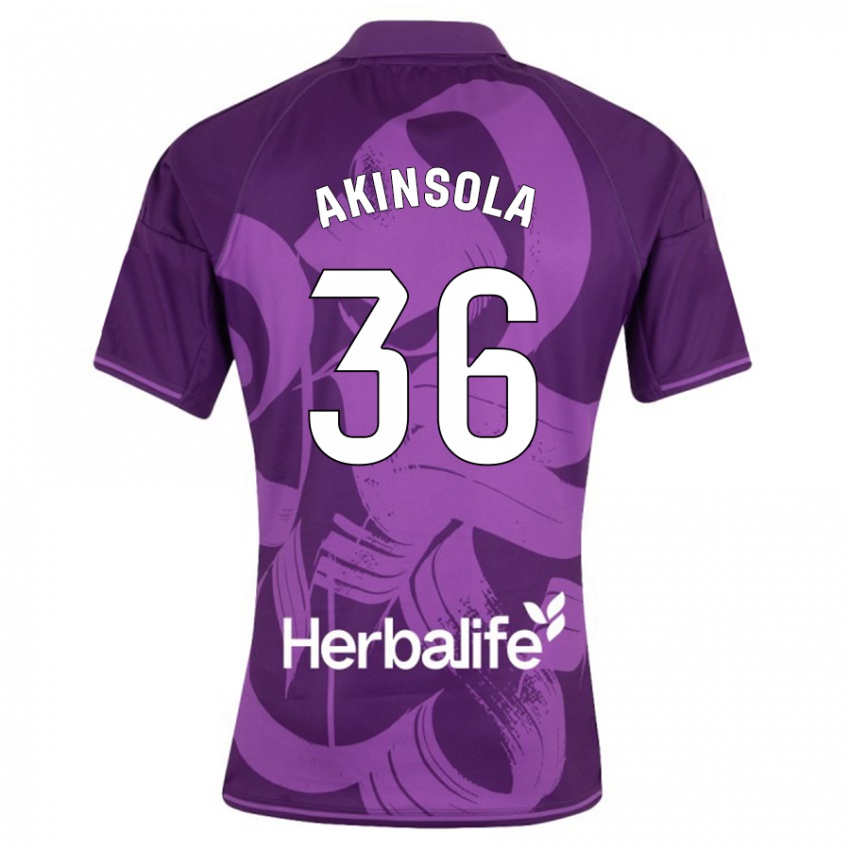 Kinder Tunde Akinsola #36 Violett Auswärtstrikot Trikot 2023/24 T-Shirt Österreich