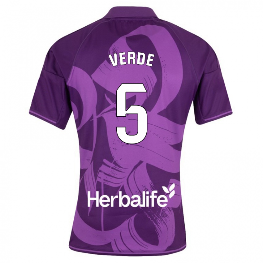 Kinder Adrián Verde #5 Violett Auswärtstrikot Trikot 2023/24 T-Shirt Österreich