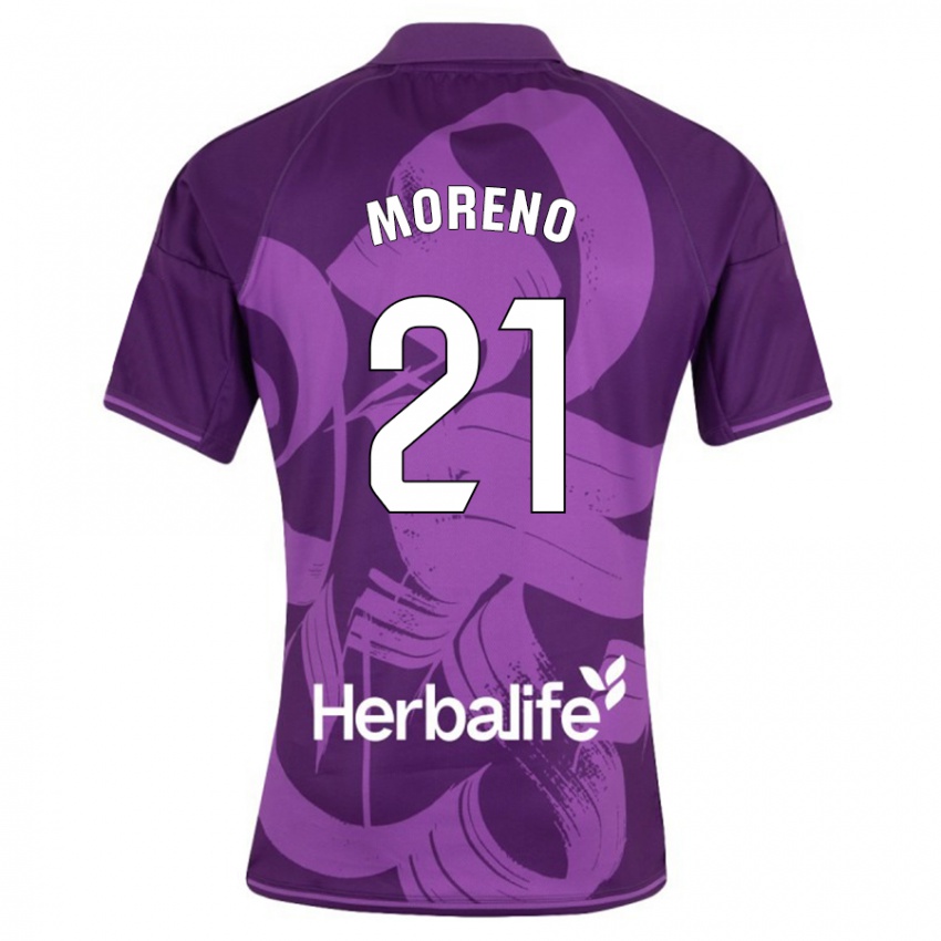 Kinder Xavi Moreno #21 Violett Auswärtstrikot Trikot 2023/24 T-Shirt Österreich