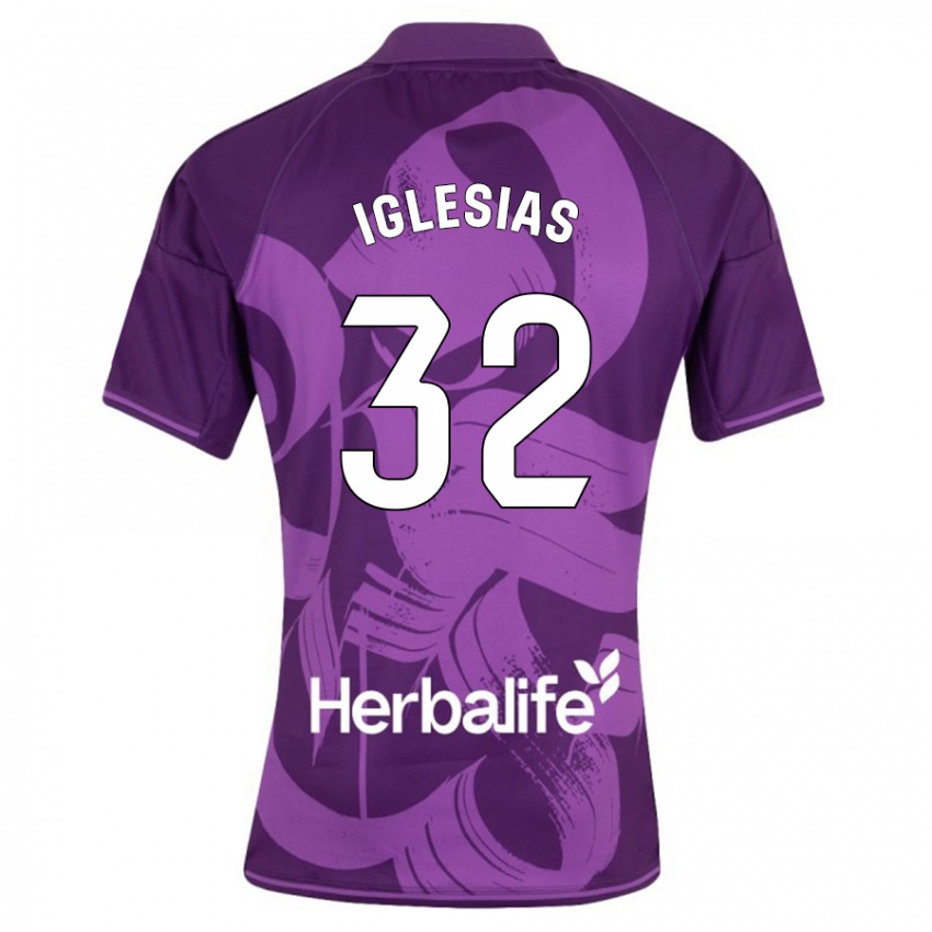 Kinder Koke Iglesias #32 Violett Auswärtstrikot Trikot 2023/24 T-Shirt Österreich