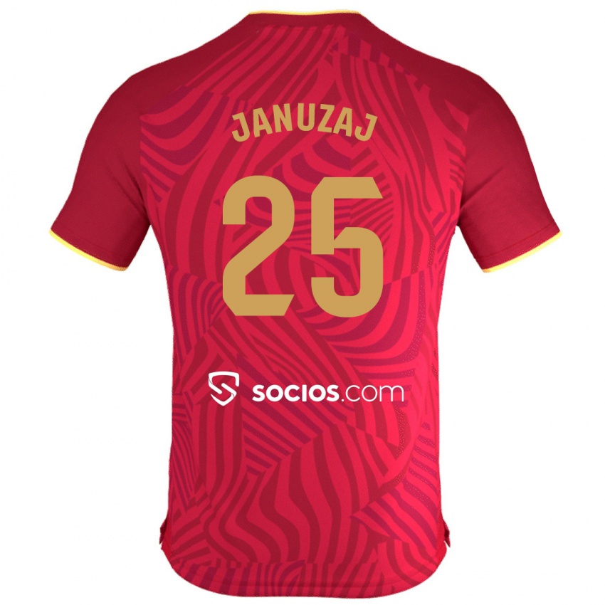 Kinder Adnan Januzaj #25 Rot Auswärtstrikot Trikot 2023/24 T-Shirt Österreich