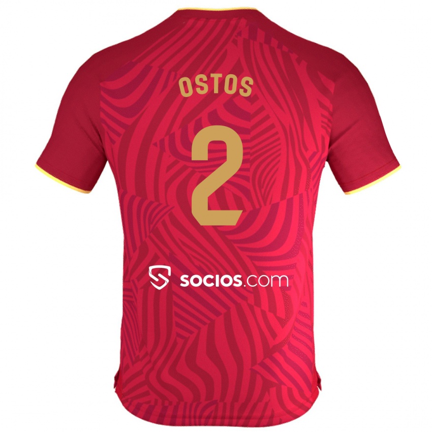 Kinder Fran Ostos #2 Rot Auswärtstrikot Trikot 2023/24 T-Shirt Österreich