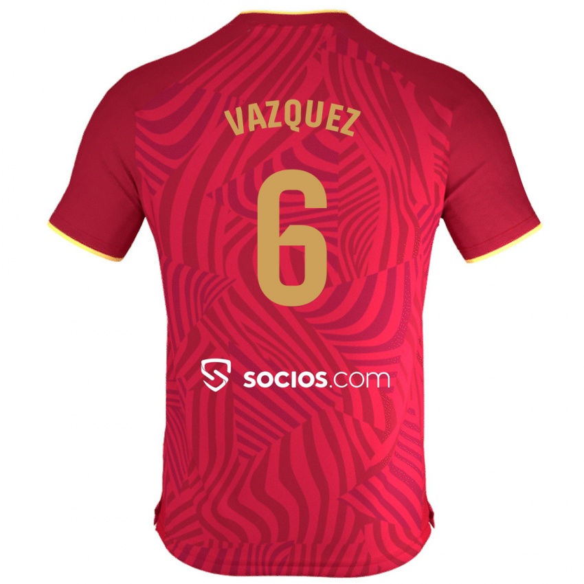 Kinder Manolo Vázquez #6 Rot Auswärtstrikot Trikot 2023/24 T-Shirt Österreich